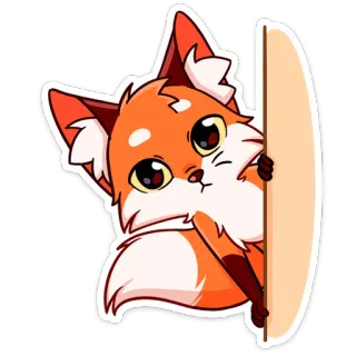 🤔 zorro, lindo, animal, dibujos animados telegram sticker