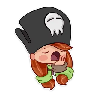 😩 Pirat, Cartoon, Mädchen, verschlafen, süß, Hut, Figur whatsapp sticker
