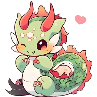 😉 Drache, niedlich, kawaii, Aufkleber, Cartoon, Tier, Fantasy, Herz telegram sticker