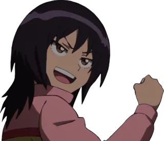 ✊ animé, fille, dessin animé, excité(e), joyeux(euse), portrait telegram sticker