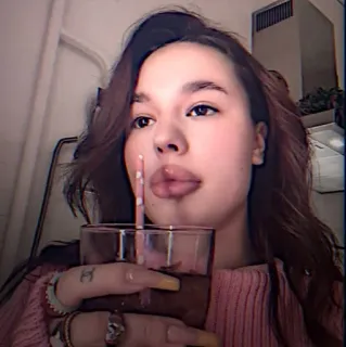 💍 mulher, bebida, rosa, canudo, interior, pessoa, jovem adulto telegram sticker