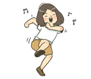 💃 댄스, 축하, 기쁨, 만화, 행복, 사람, 여자 whatsapp sticker