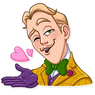 😘 homem, desenho animado, amor, coração, luvas, terno telegram sticker
