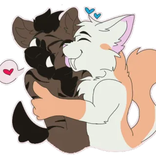 ❤️ 고양이, 동물, 사랑, 포옹, 우정, 귀여운, 만화 whatsapp sticker