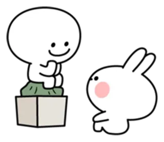 👀 sticker, cartoon, figur, hase, süß, weiß, einfach whatsapp sticker