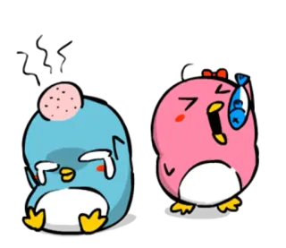 😖 desenho animado, pinguim, fofo, chorando, peixe telegram sticker
