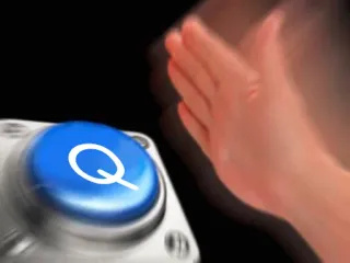 🖲 Q tombol, Q, tangan, dorong, meme, internet telegram sticker