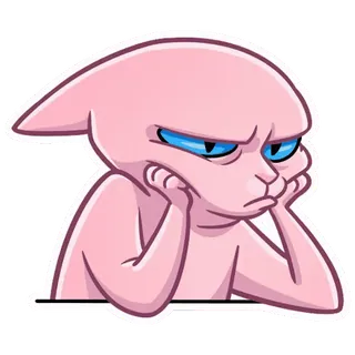 😡 Obcy, Kreskówka, Różowy, Smutny, Zły, Kot, Zwierzę whatsapp sticker