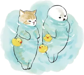 🦭 cat, seal, swimming, rubber duck, cute, animals telegram sticker