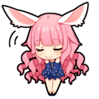 😌 Chibi, Anime, Gadis, Rambut merah muda, Telinga kelinci telegram sticker