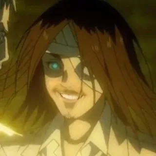 😁 Eren Yeager Attack on Titan Anime, Ataque dos Titãs, Eren Yeager, Violência, Militar, Personagem telegram sticker