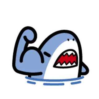 🐯 Squalo, Cartone animato, Animale, Carino, Muscolo whatsapp sticker