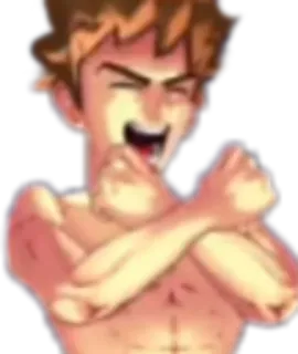 🤼 cartone animato, maschio, rabbia, torso, braccia conserte, urlare telegram sticker