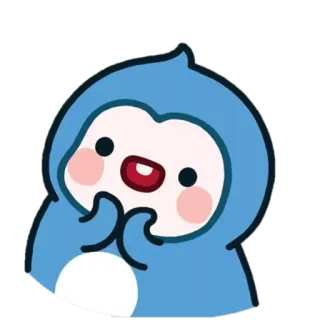 🐧 かわいい, カワイイ, 漫画, ステッカー, 笑顔, 青 telegram sticker