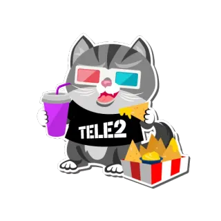 🎥 TELE2 kucing, film, camilan, Tele2 whatsapp sticker