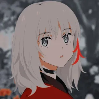 😦 Anime, Garota, Desenho animado, Retrato, Fofo, Gargantilha, Destaque vermelho whatsapp sticker