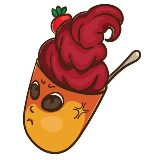 😐 magdalena, postre, fresa, dibujo animado, dulce, kawaii, lindo whatsapp sticker