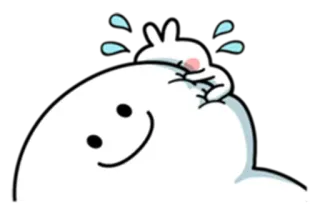 😭 konijn, konijntje, schattig, cartoon, blij, lachend, wit whatsapp sticker