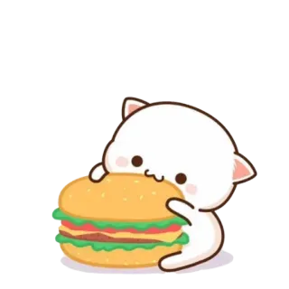 🍔 cat, burger, cute, animal, kawaii whatsapp sticker