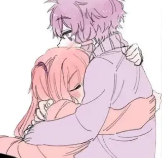 👾 Anime, Carino, Abbraccio, Amore, Affetto, Romantico, Coppia whatsapp sticker
