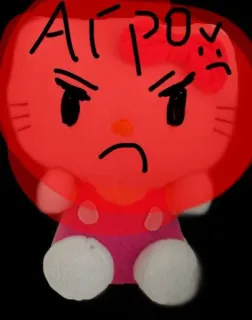 😡 Hello Kitty АгроV Hello Kitty, злой, красный, мультфильм, аниме whatsapp sticker