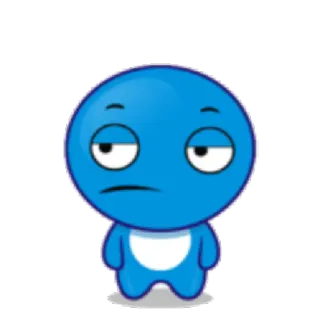 😕 мультфильм, персонаж, синий, эмодзи, милый, скучающий, стикер telegram sticker
