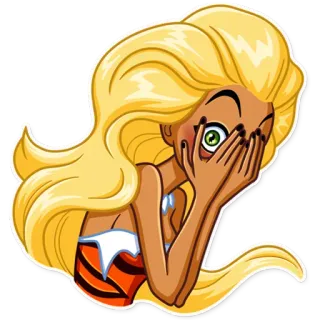 🙈 dessin animé, blonde, gêné(e), facepalm, animé, personnage whatsapp sticker
