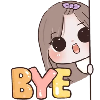 🌙 BYE Cartoon, Meisje, Doei, Zwaaien, Leuk, Kawaii whatsapp sticker