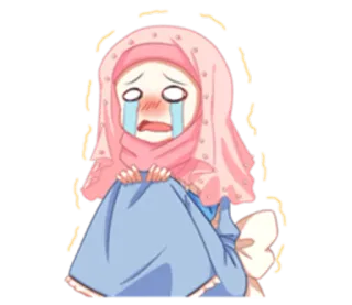 😭 smutny, płacz, muzułmanin, hidżab, kreskówka, anime, dziewczyna telegram sticker