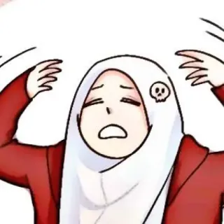 🌺 Adesivo, Cartone animato, Hijab, Teschio, Frustrato, Esasperato, Illustrazione whatsapp sticker