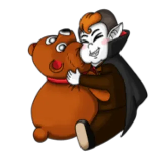 🧸 ma cà rồng, dễ thương, hoạt hình, gấu bông, cười, halloween, quái vật telegram sticker