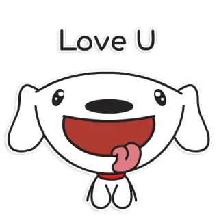 😍 Love U Hund, Liebe, süß, Cartoon, weiß, freundlich, Haustier telegram sticker