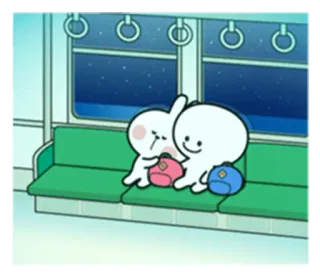 💕 Hase, süß, Zug, Freundschaft, Cartoon, Rucksack whatsapp sticker