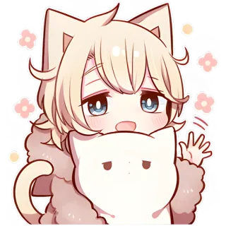 🤝 Anime, Carino, Gatto, Kawaii, Personaggio, Adesivo, Fanart whatsapp sticker