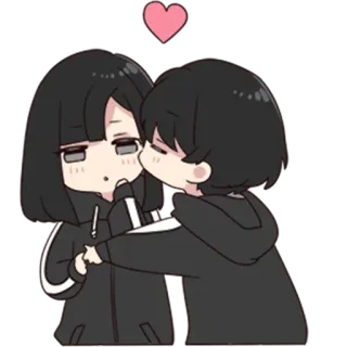 😘 bacio, coppia, amore, anime, cartone animato telegram sticker