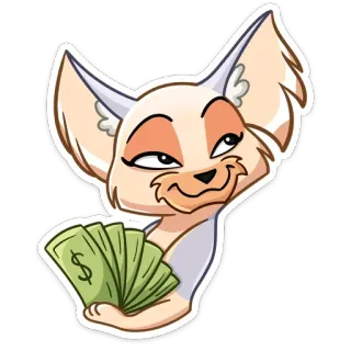 💰 dinheiro, fofo, desenho animado, animal, raposa telegram sticker