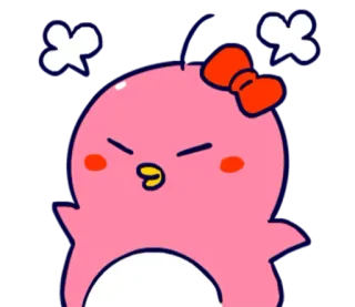 😤 angry, pink, cartoon, cute, bow, steam whatsapp sticker