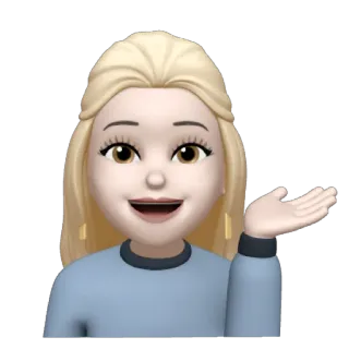 🚹 アバター, 女性, 漫画, ブロンド, フレンドリー, 挨拶, Memoji whatsapp sticker
