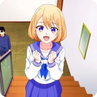 🤩 Anime, Dziewczyna, Uśmiech, Szczęśliwa, Uroczy, Mundur telegram sticker