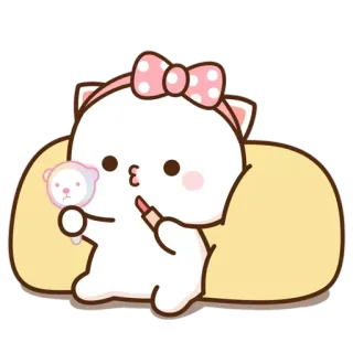 ✨ mèo, trang điểm, dễ thương, gương, son môi, kawaii telegram sticker