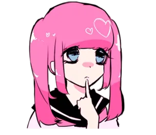 🤔 Anime Mädchen, pinke Haare, süß, Cartoon, Herzen, Illustration, Sticker whatsapp sticker