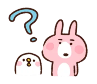😛 토끼, 질문, 귀여운, 동물, 분홍색, 흰색, 만화 telegram sticker
