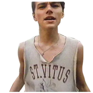 😊 Leonardo DiCaprio ST. VITUS actor, joven, collar, adolescente, camiseta de baloncesto whatsapp sticker