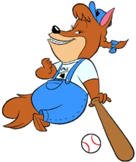 😏 Cartoon, Fuchs, Baseball, Sport, Figur, Tier, Illustration telegram sticker