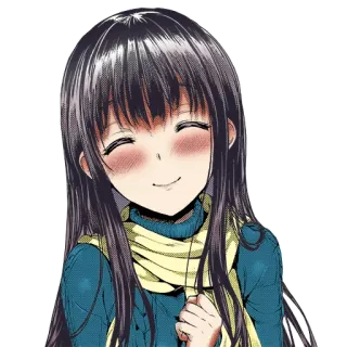 😊 девушка аниме, мило, улыбается, шарф, женский, портрет telegram sticker