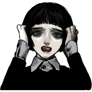 Грустная девочка @Nyasticks telegram stickers