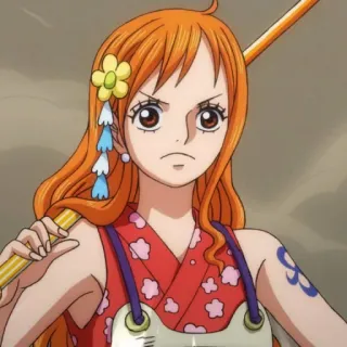 😠 Nami One Piece 动漫, 海盗, 海贼王, 娜美, 草帽 telegram sticker