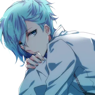 😒 anime, mangá, cabelo azul, menino, personagem, ilustração telegram sticker