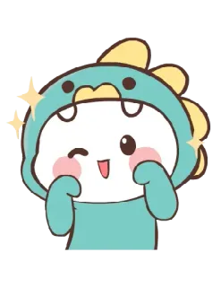 😉 cute, dinosaur, cartoon, kawaii, sparkle telegram sticker