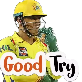 😊 Good Try Críquete, Esportes, Boa tentativa, Incentivo, Chennai Super Kings, Críquete indiano whatsapp sticker